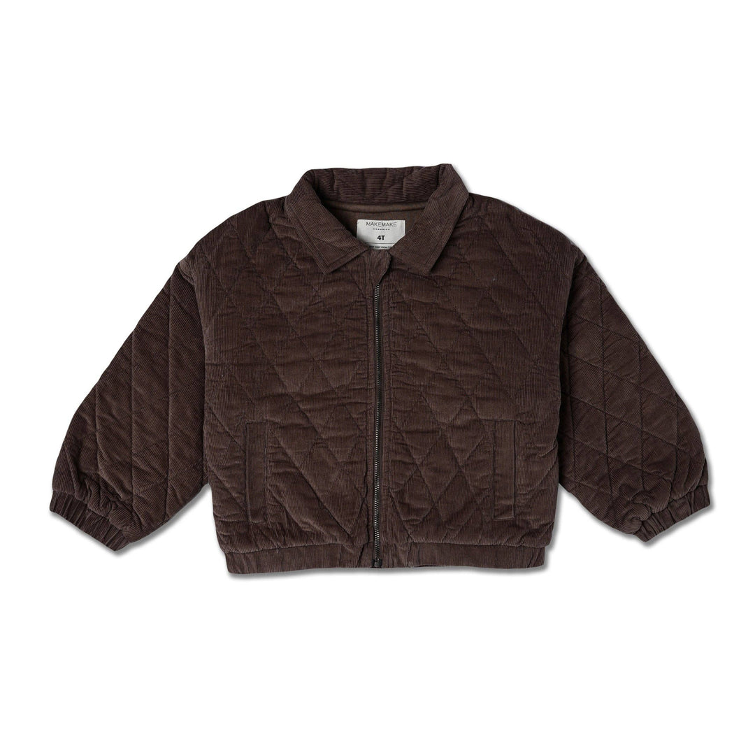 Organic Quilted Bomber Corduroy Jacket | Dark Brown
