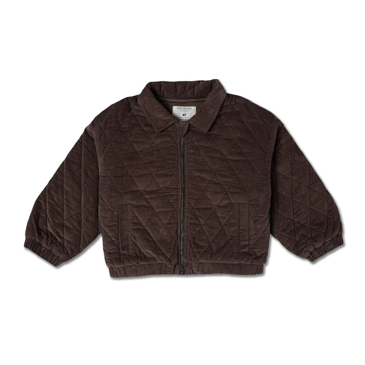 Organic Quilted Bomber Corduroy Jacket | Dark Brown