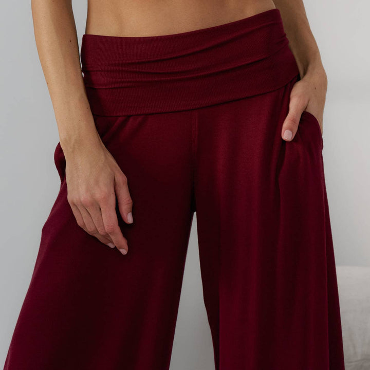 Soft Modal Rib Foldover Pant | Calliope Wine