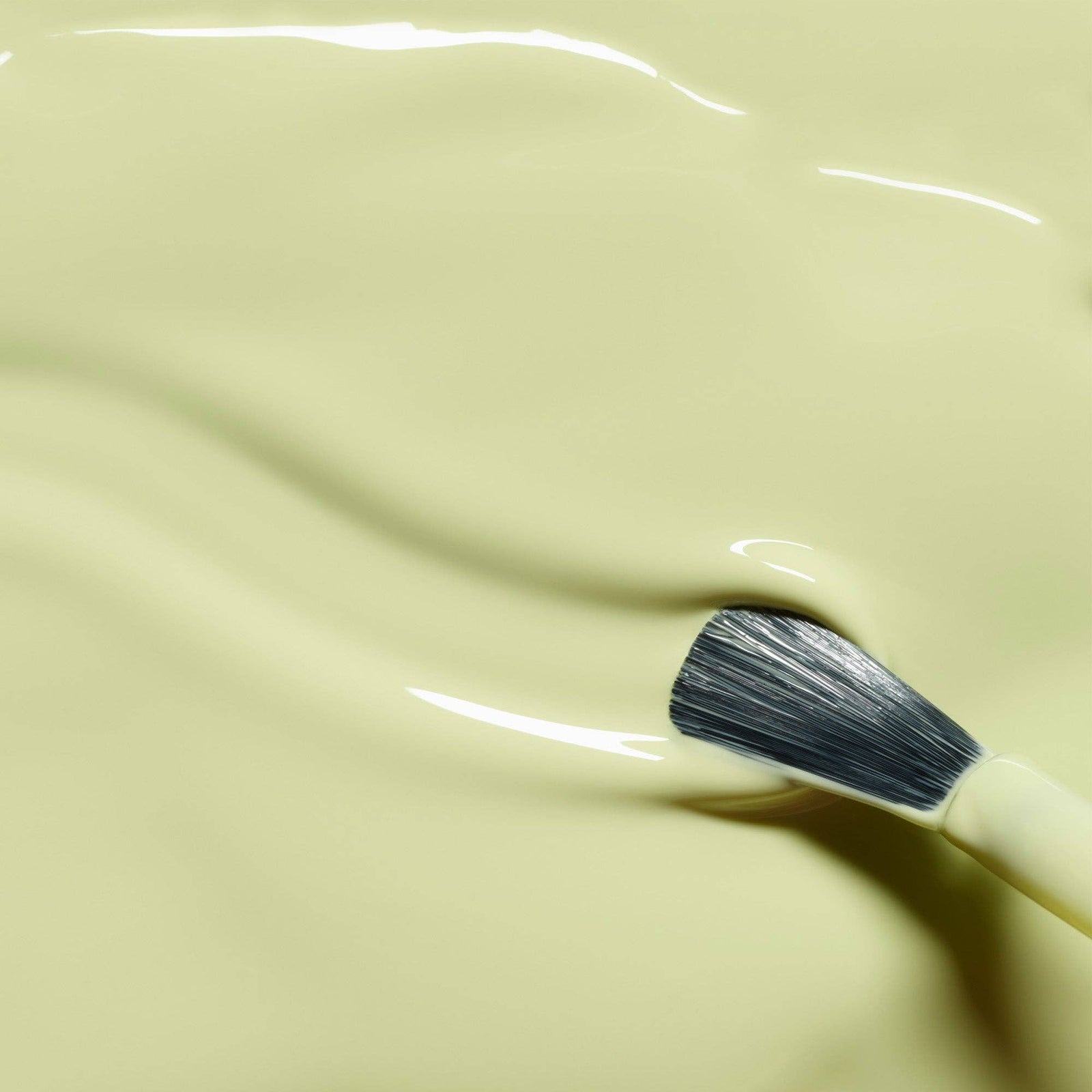 Close-up of pistachio nail polish swatch.