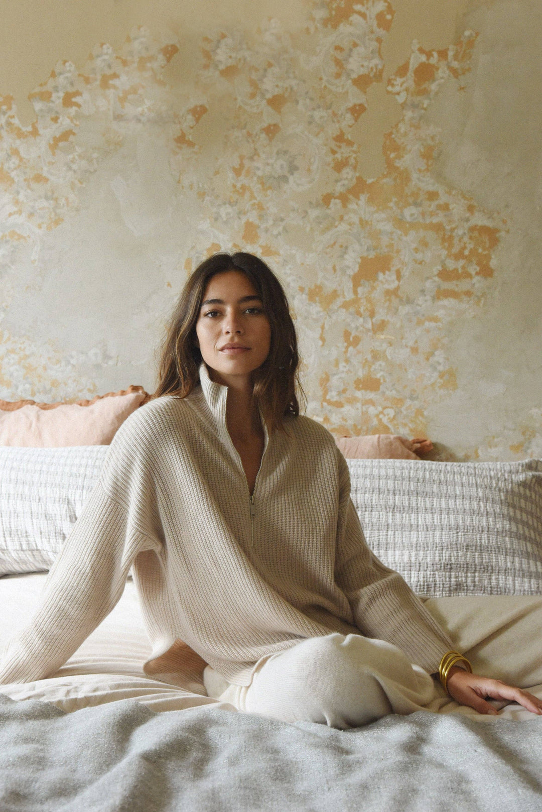 The Cashmere Cozy Half Zip Sweater | Sand