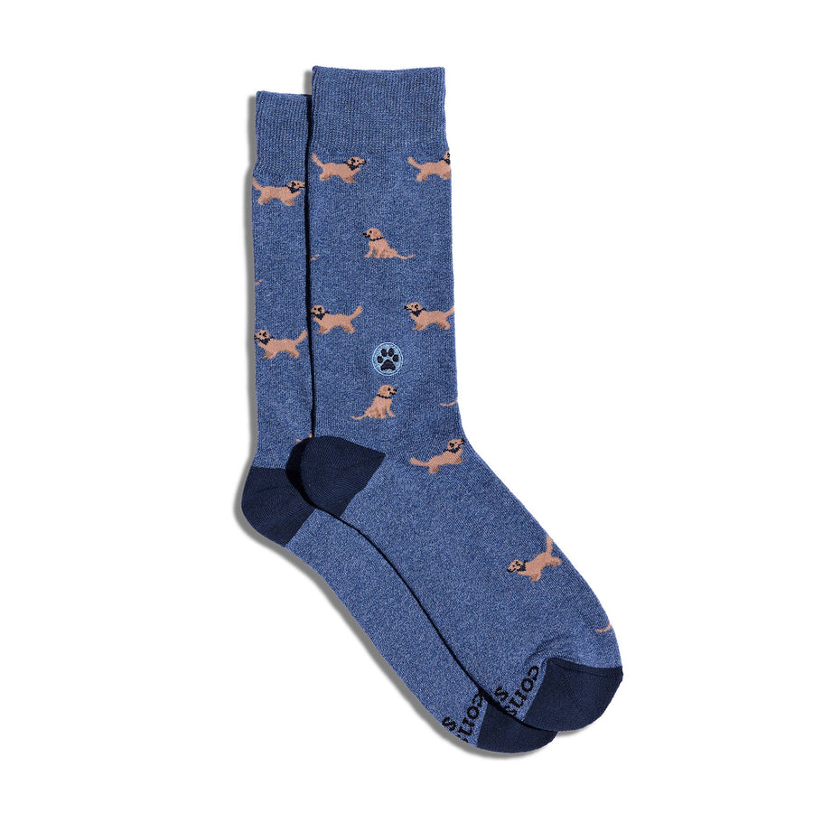 Conscious Step Blue socks with dog pattern on a white background