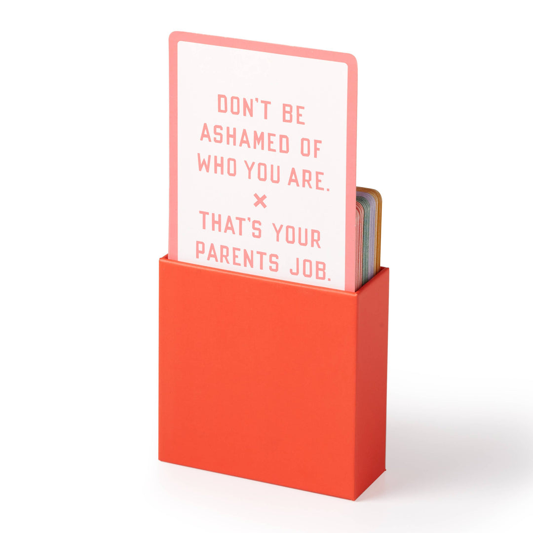 Orange box with a affirmation card on a white background