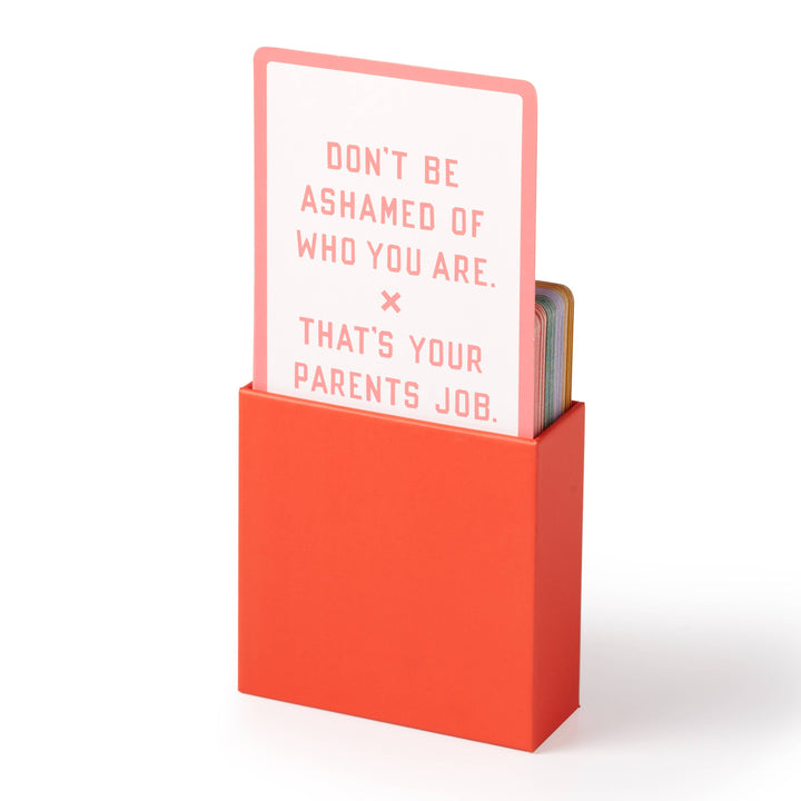 Orange box with a affirmation card on a white background
