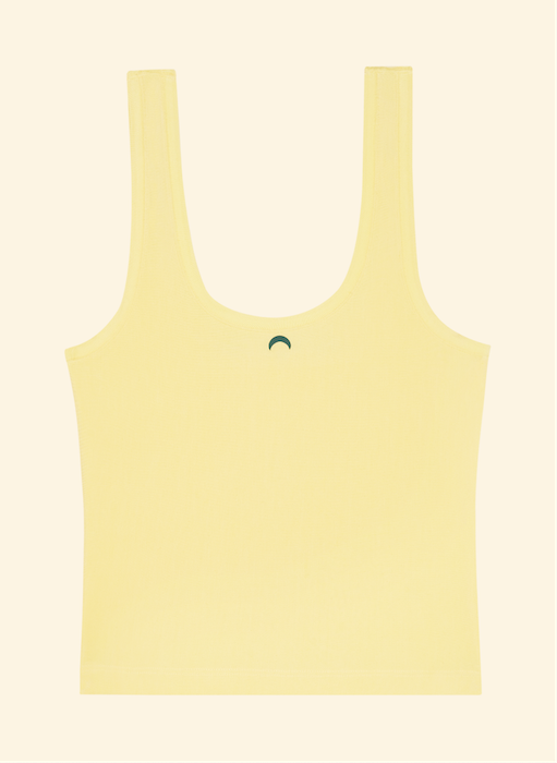Huha Sporty Crop Tank in limoncello on a plain background