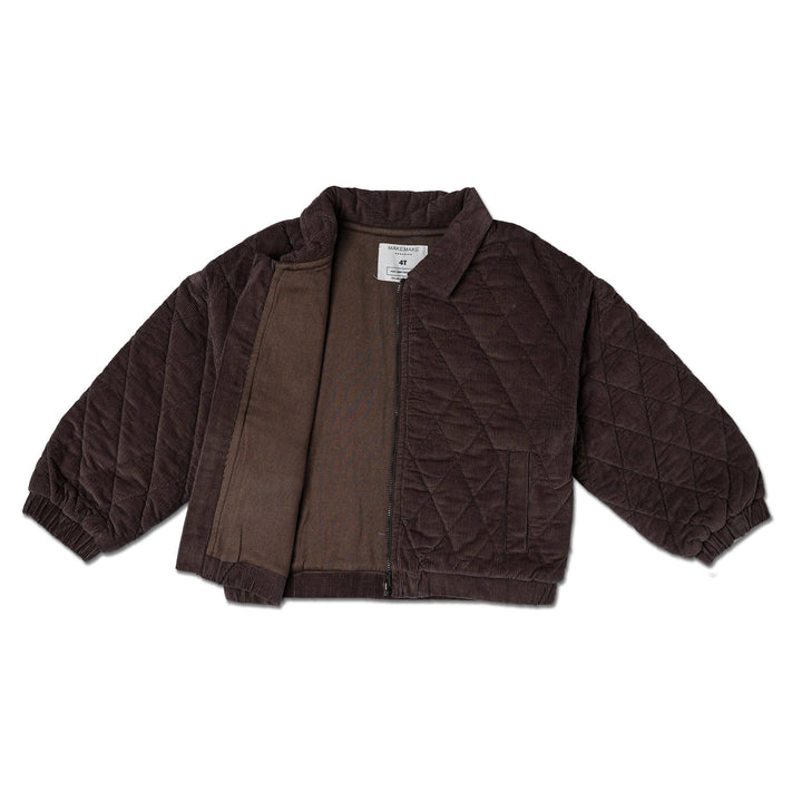 Organic Quilted Bomber Corduroy Jacket | Dark Brown