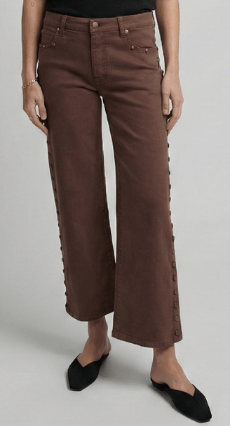 Addington Ankle Crop Mid Rise Jean | Chocolate Brown Studs - Echo Market