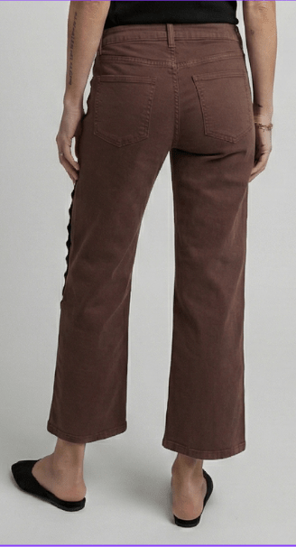 Addington Ankle Crop Mid Rise Jean | Chocolate Brown Studs - Echo Market