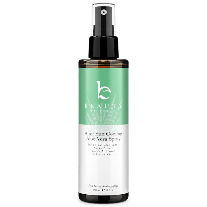 After Sun Cooling Aloe Vera Spray bottle with green label on white background