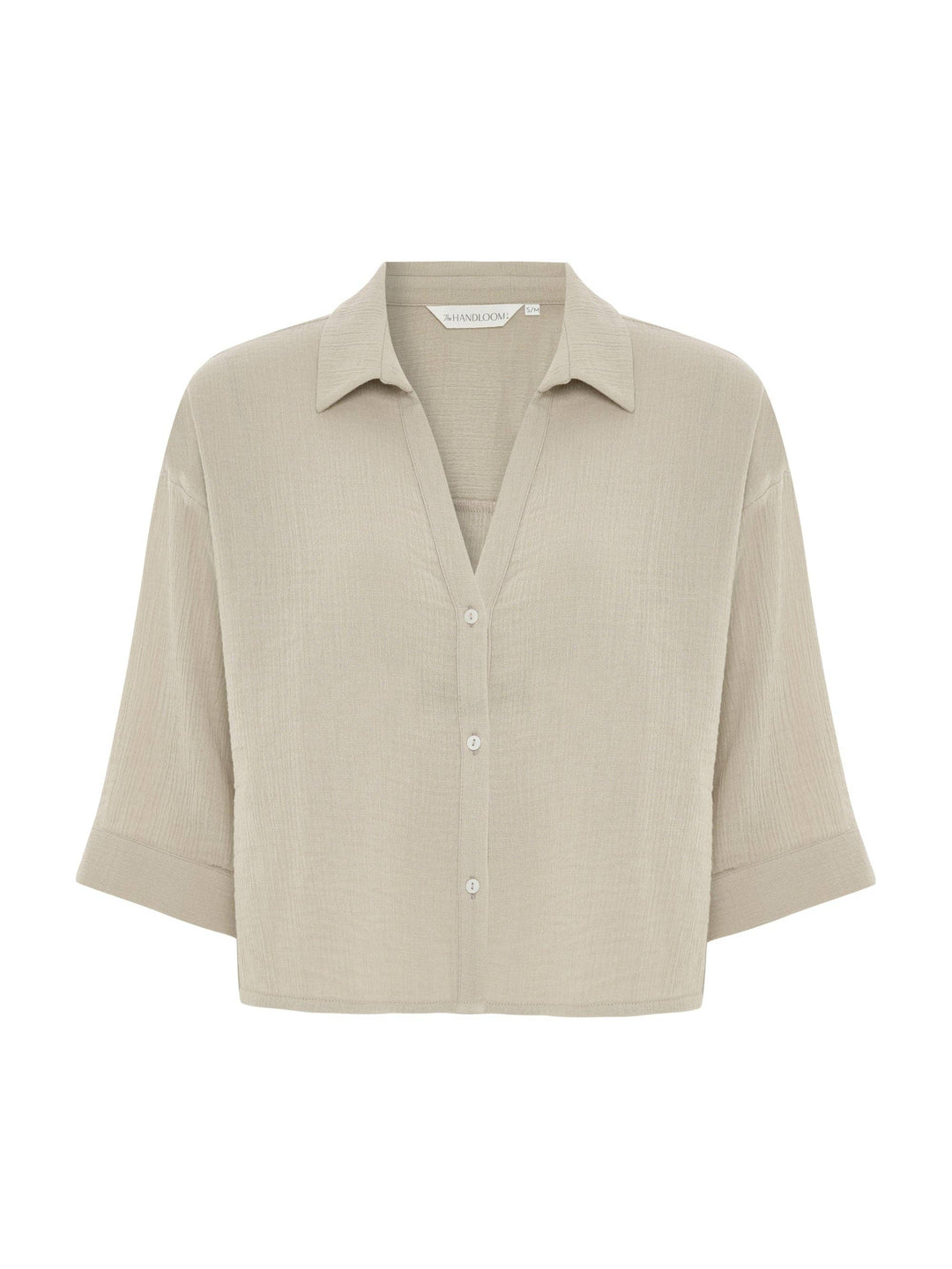 Handloom Oatmeal Aura shirt on white background