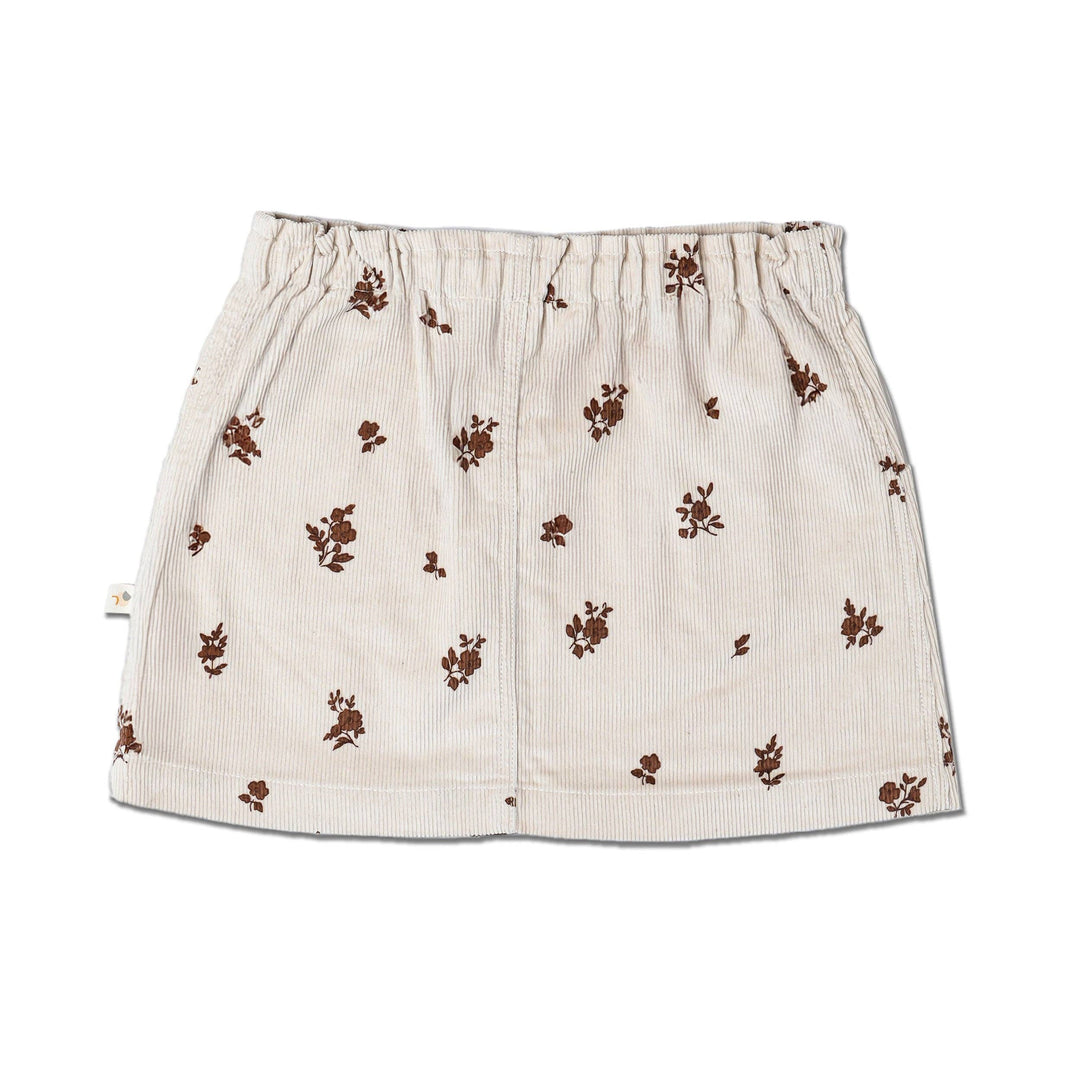 Organic Corduroy Skirt | Brown Floral