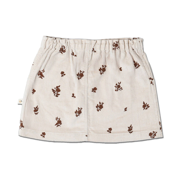 Organic Corduroy Skirt | Brown Floral