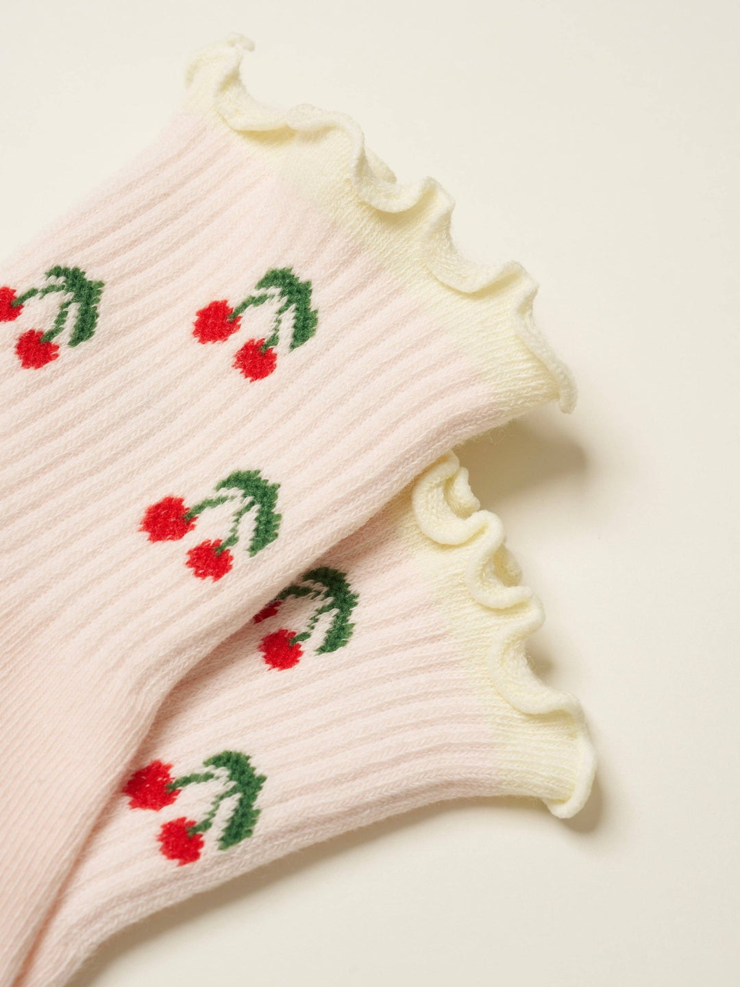 🍒 Baby Pink Cherry Ruffle Grip Sock | Pilates Socks - Echo Market