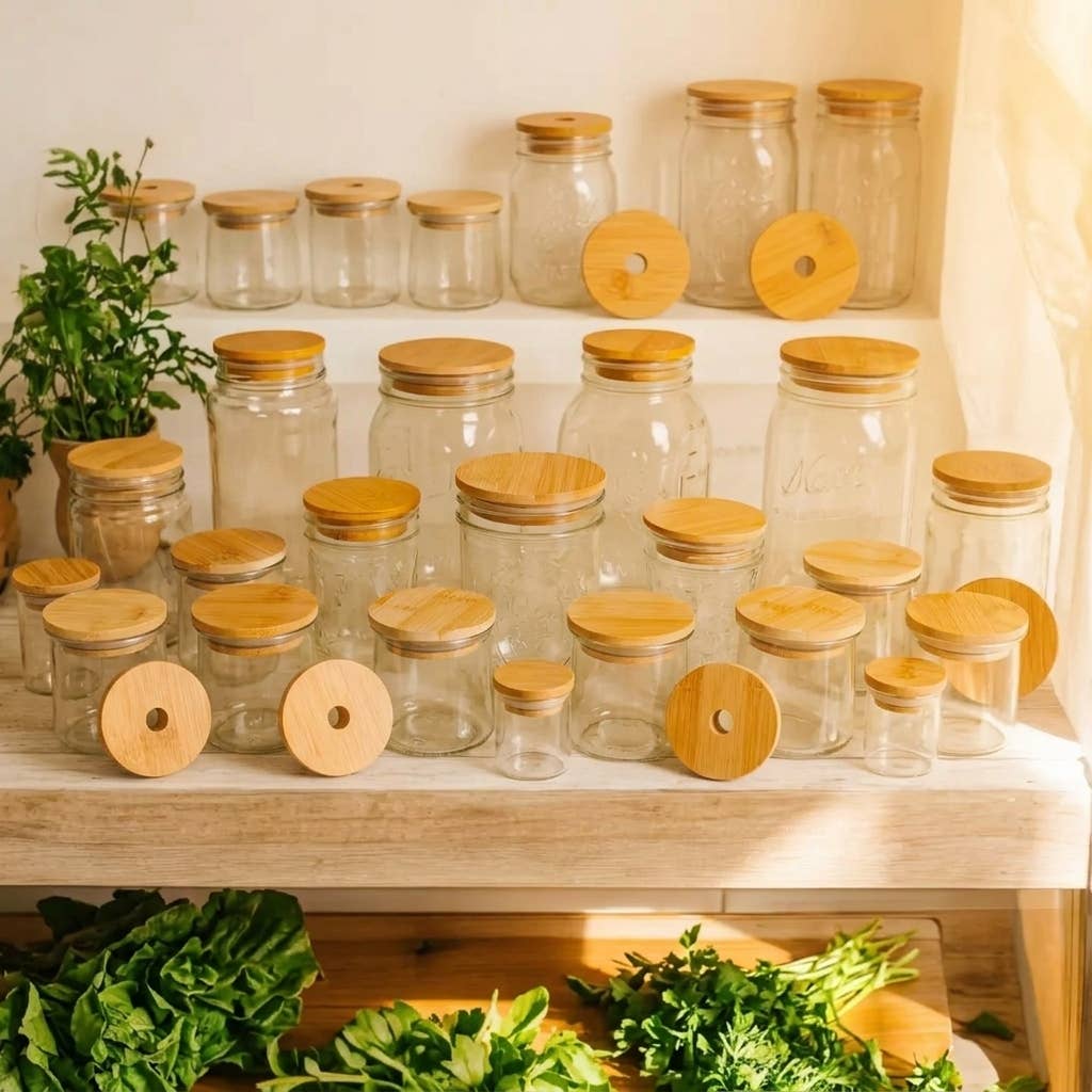 Bamboo Mason Jar Lids - Echo Market