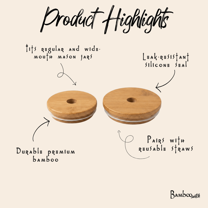 Bamboo Mason Jar Lids - Echo Market