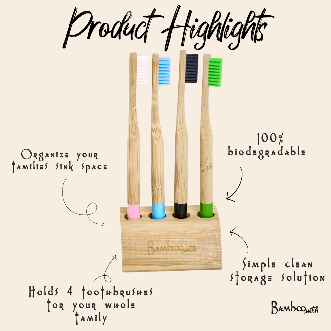 Bamboo Toothbrush Family Stand - Echo Market