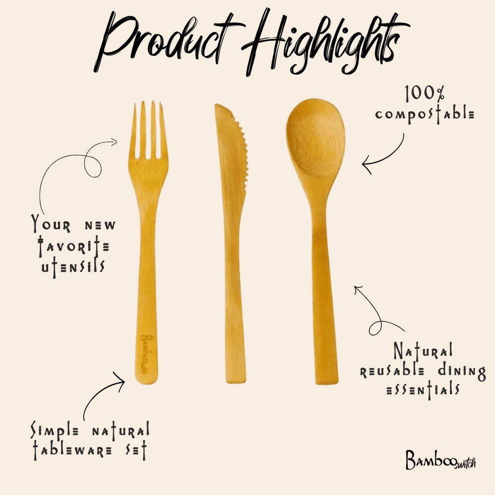 Bamboo Travel Cutlery Set - Echo Market