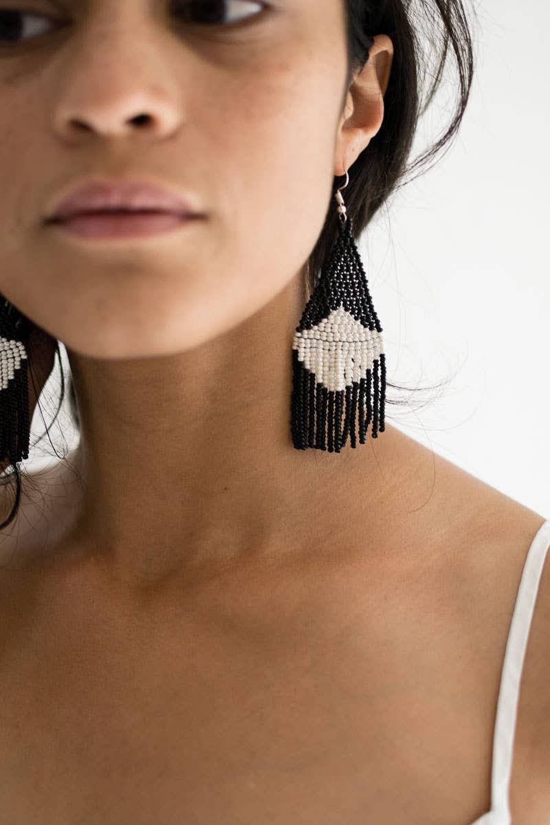 Beaded Fringe Earrings in Concha - Echo Market