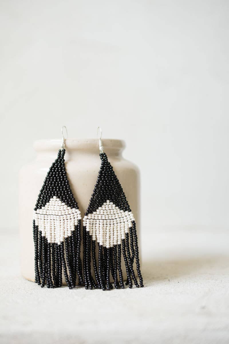 Beaded Fringe Earrings in Concha - Echo Market