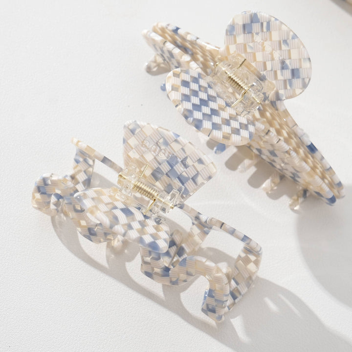 Blue Sand Checkerboard | Large Claw Clips - Echo Market
