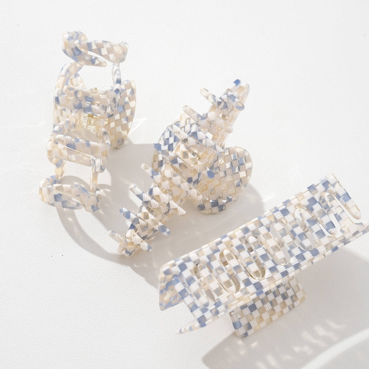 Blue Sand Checkerboard | Large Claw Clips - Echo Market