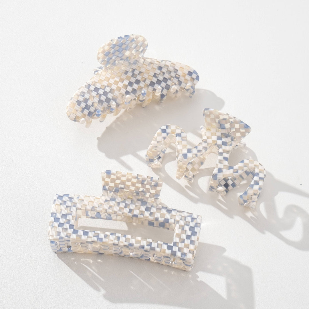 Blue Sand Checkerboard | Large Claw Clips - Echo Market