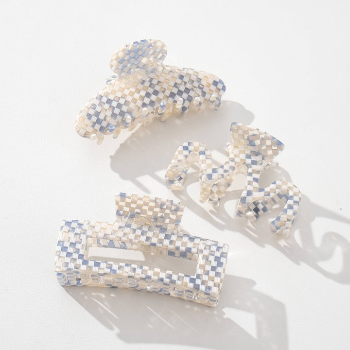 Blue Sand Checkerboard | Large Claw Clips - Echo Market