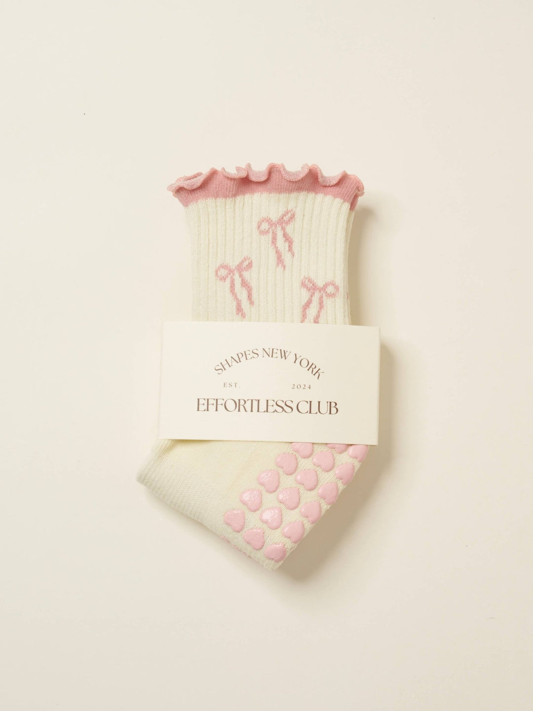 🎀 Bow Ruffle Grip Sock | Soft Pink| Pilates Socks - Echo Market