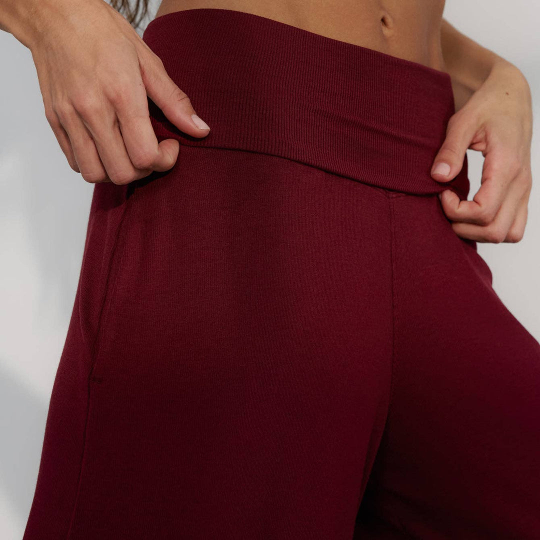Soft Modal Rib Foldover Pant | Calliope Wine