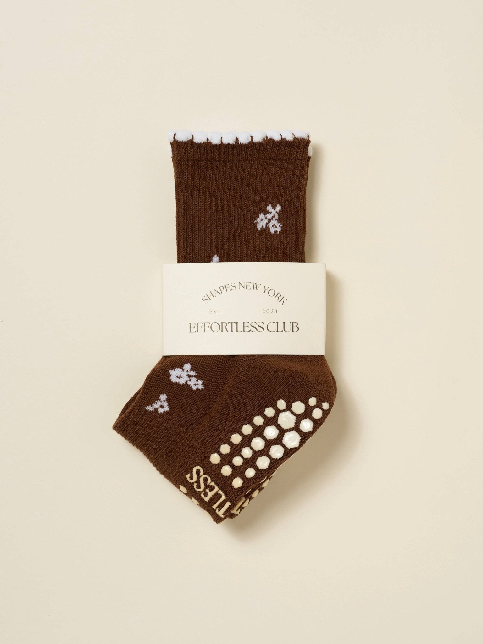 ❄️ Chocolate Snowflake Petal Grip Sock | Pilates Socks - Echo Market