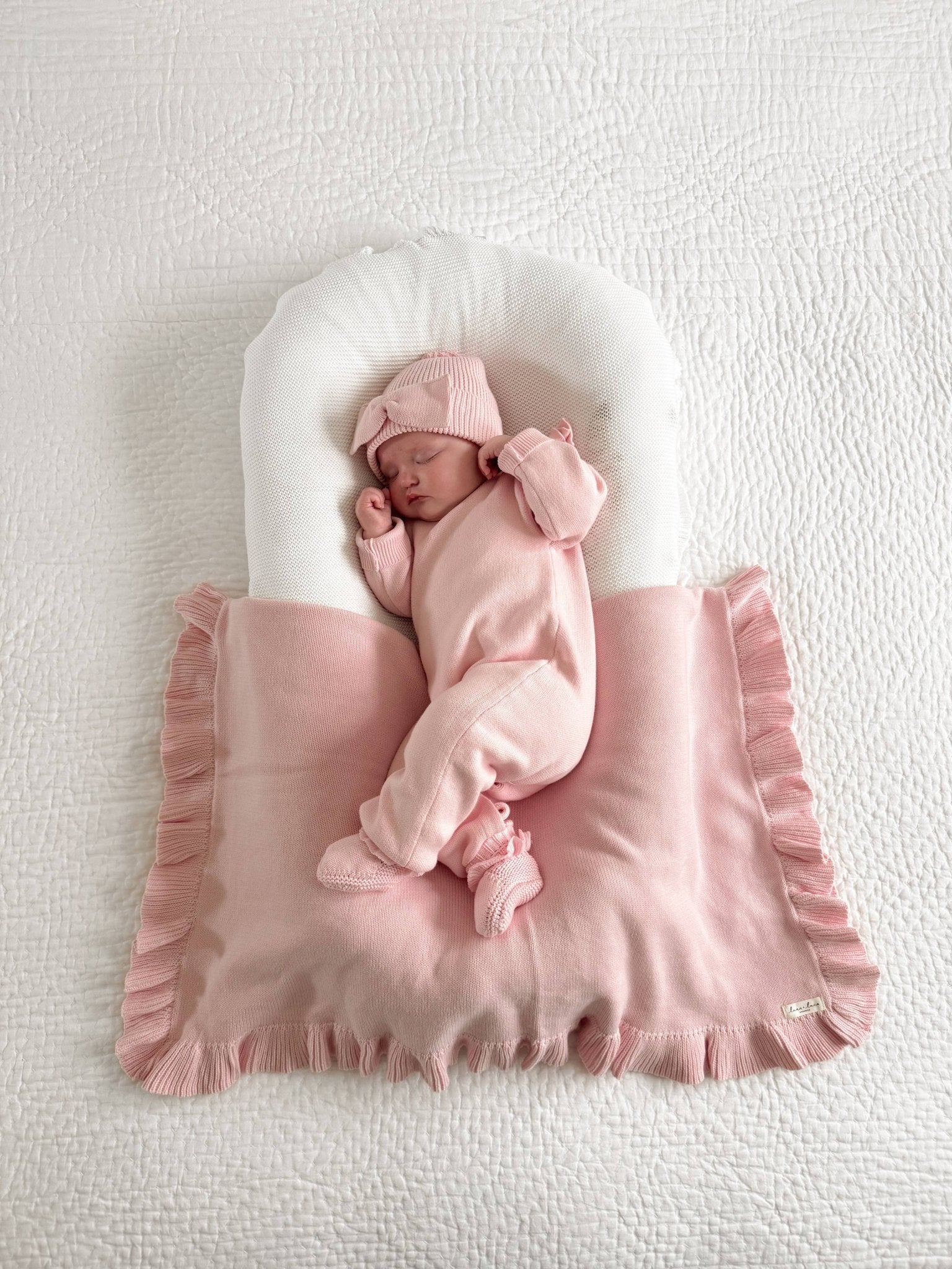 Classic Ruffle Baby Blanket | Powder Pink - Echo Market