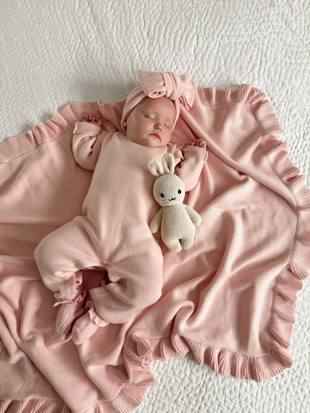Classic Ruffle Baby Blanket | Powder Pink - Echo Market