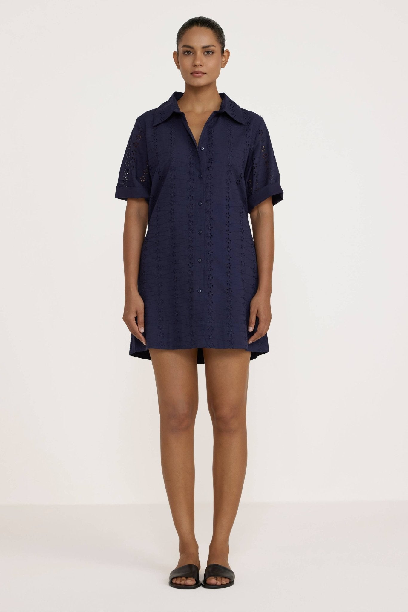 Classic Shirt Dress | Navy Lace - Echo Market