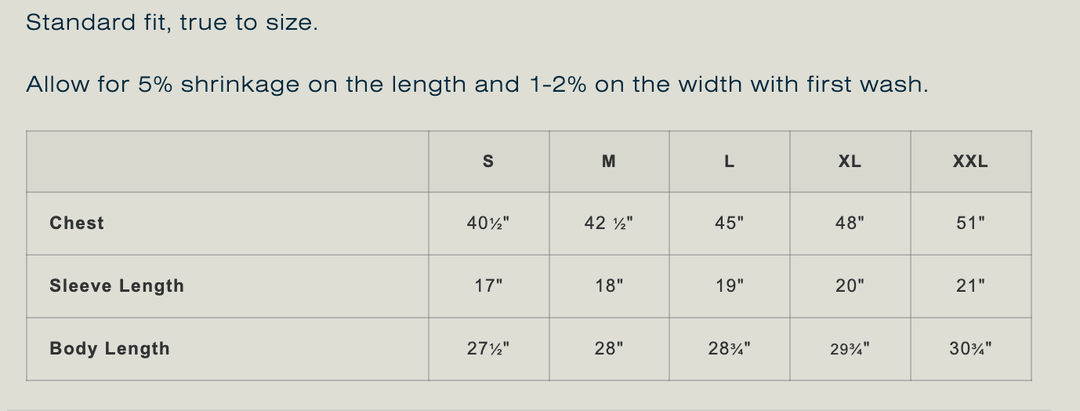 size chart