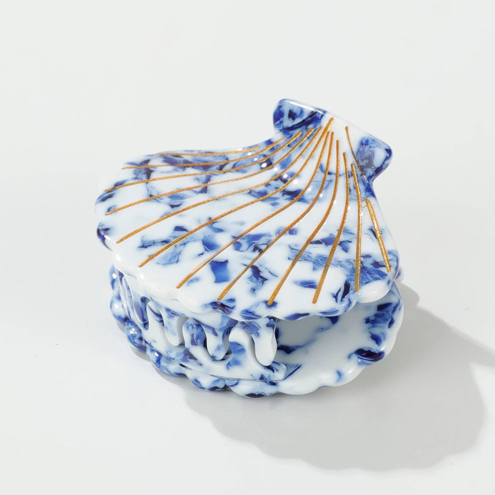 Coastal Blue | Gold Painted Seashell Claw Clip - Echo Market