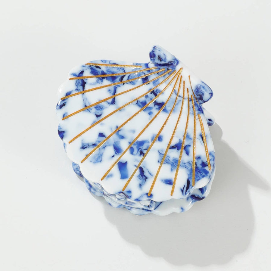 Coastal Blue | Gold Painted Seashell Claw Clip - Echo Market