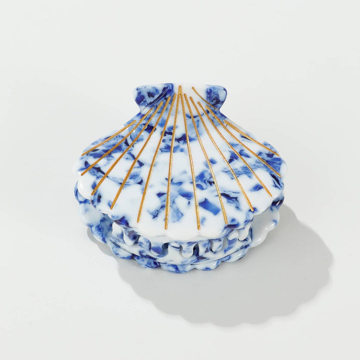 Coastal Blue | Gold Painted Seashell Claw Clip - Echo Market