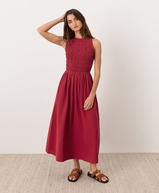 Coastal Double Gauze Smocked Dress - Echo Market