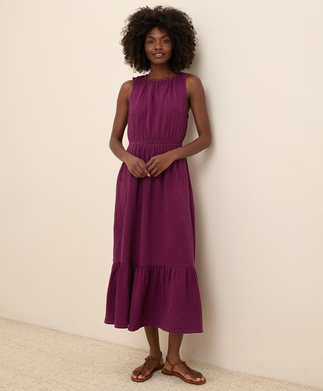 Coastal Double Gauze Tiered Midi Dress - Echo Market