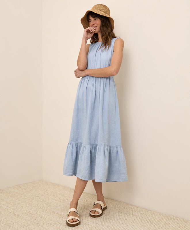 Coastal Double Gauze Tiered Midi Dress - Echo Market