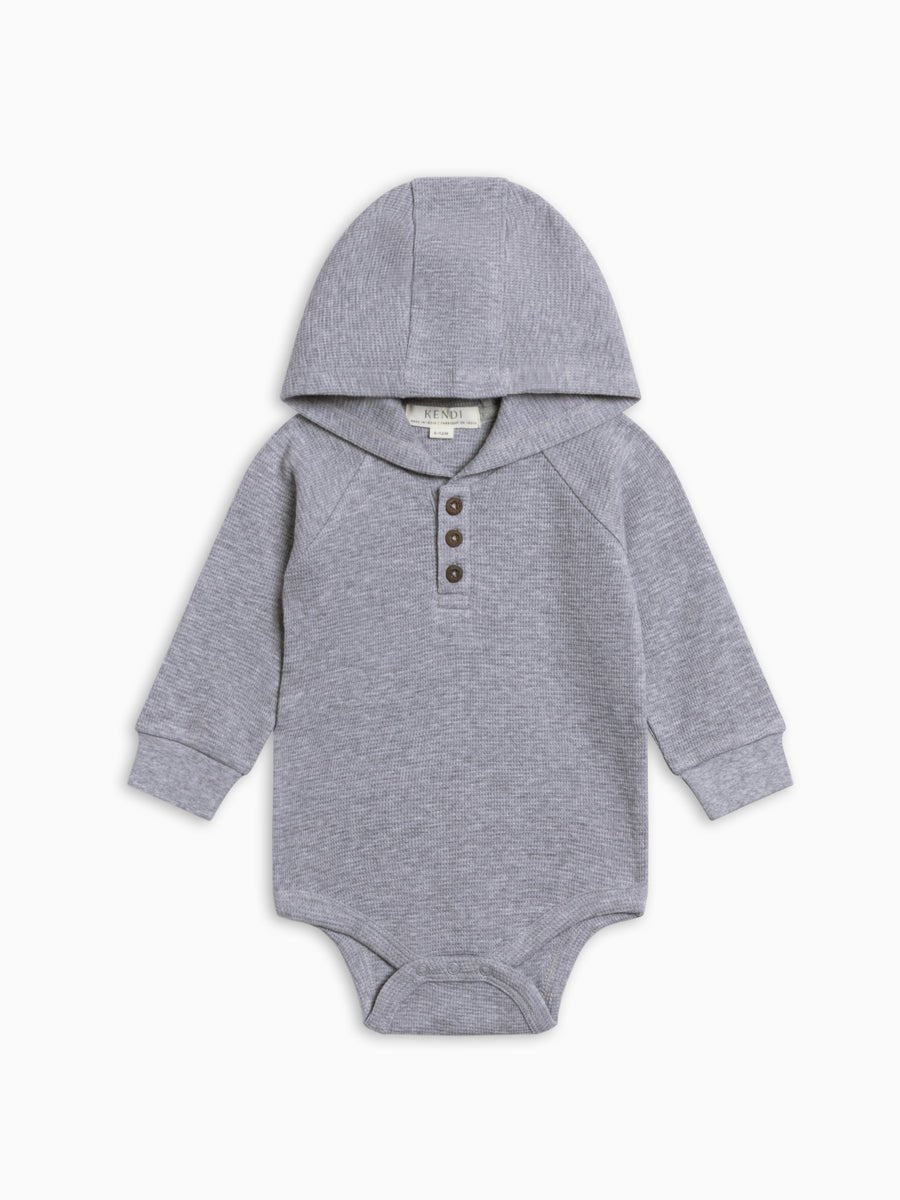 Cole Waffle Knit Hoodie Bodysuit | Ashen - Echo Market