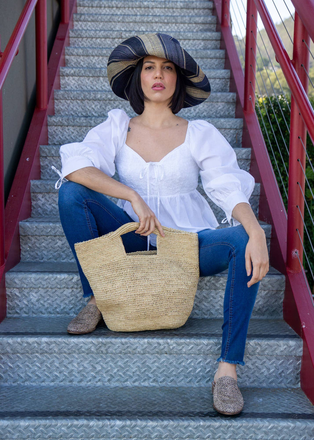 ConCon Crochet Raffia Straw Basket Handbag | Natural - Echo Market
