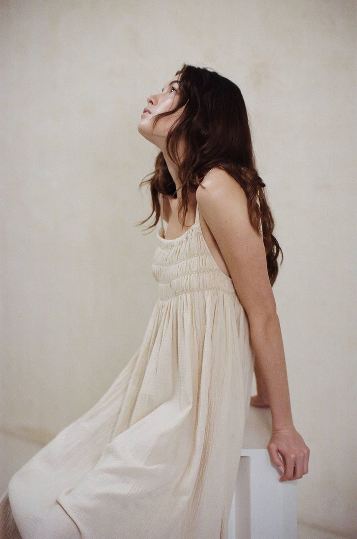 Cotton Gauze Maxi Dress | Natural - Echo Market