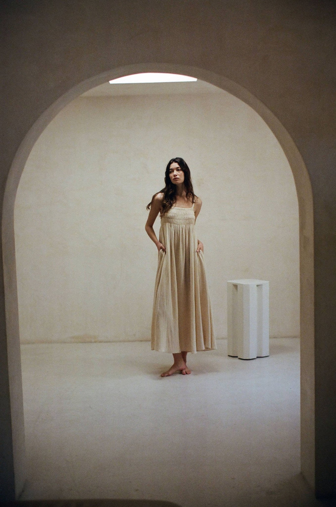 Cotton Gauze Maxi Dress | Natural - Echo Market