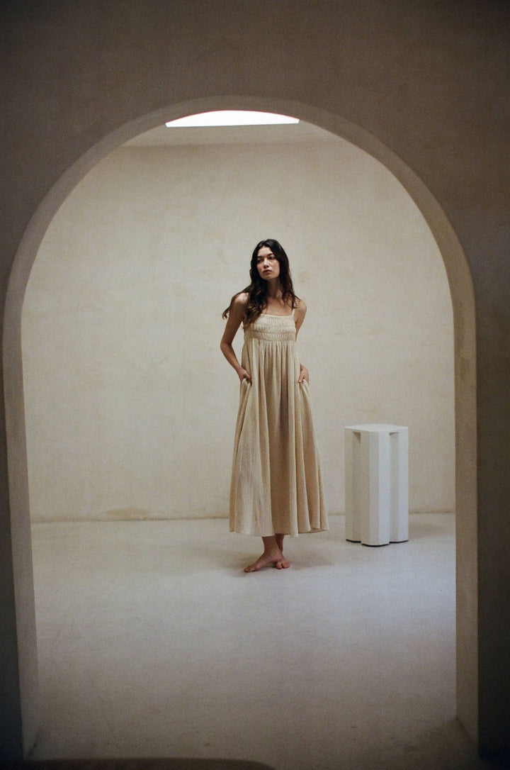 Cotton Gauze Maxi Dress | Natural - Echo Market