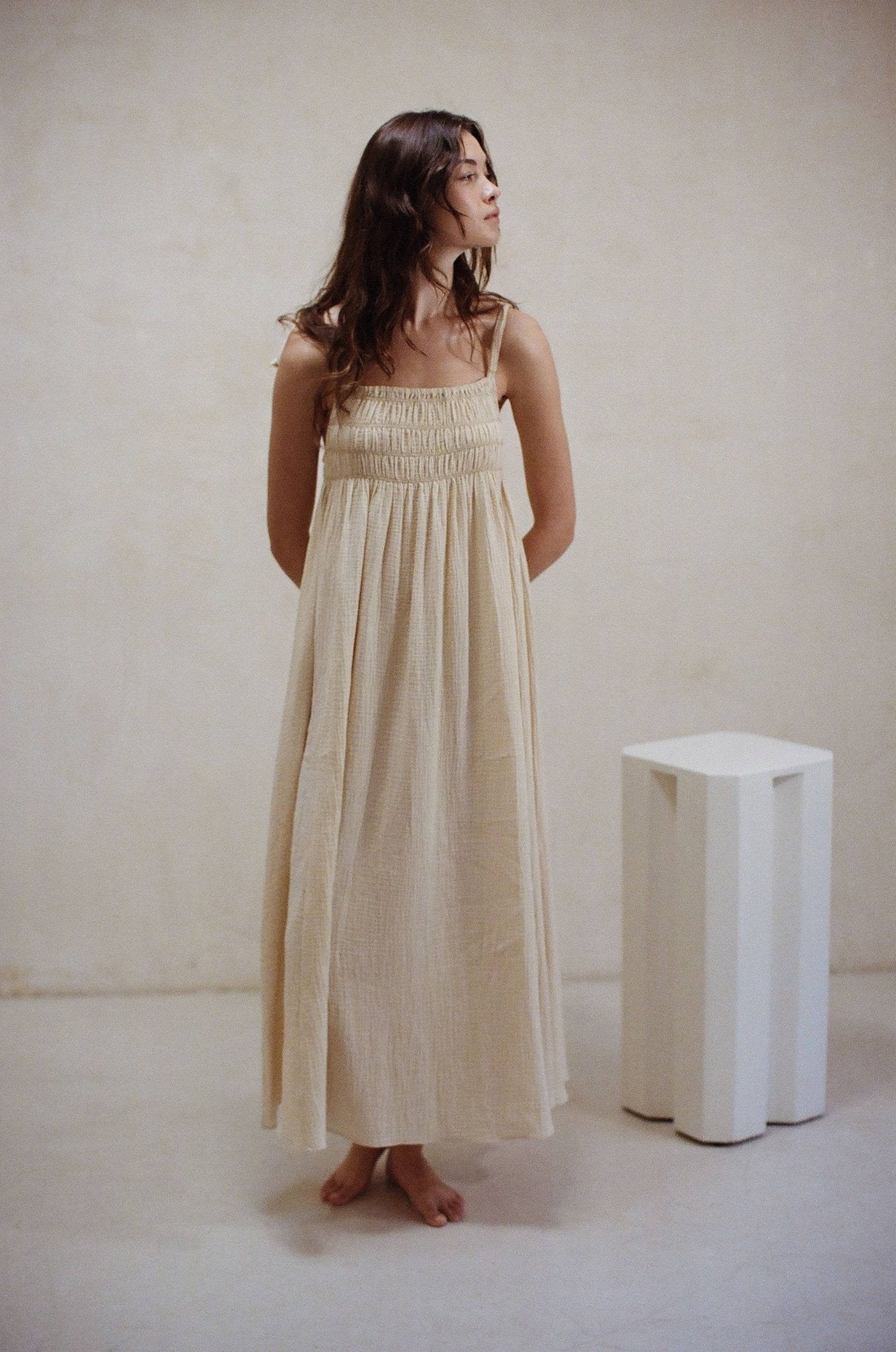 Cotton Gauze Maxi Dress | Natural - Echo Market