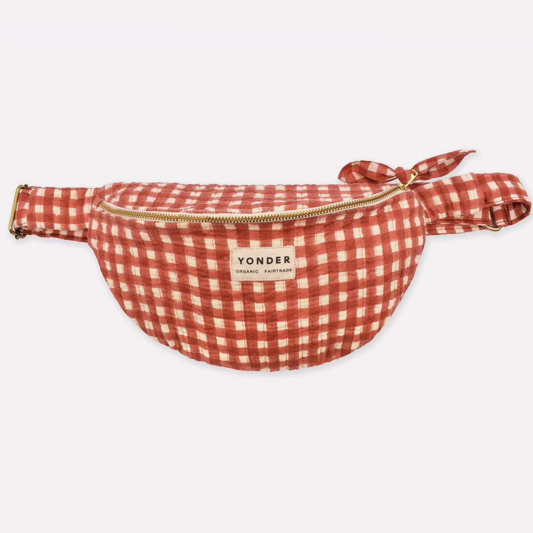 Cotton Quilted Bumbag | Gingham | Ginger - Echo Market