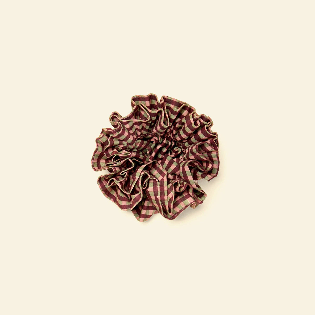 Cotton Ruffle Scrunchie | Gingham | Peppermint - Echo Market
