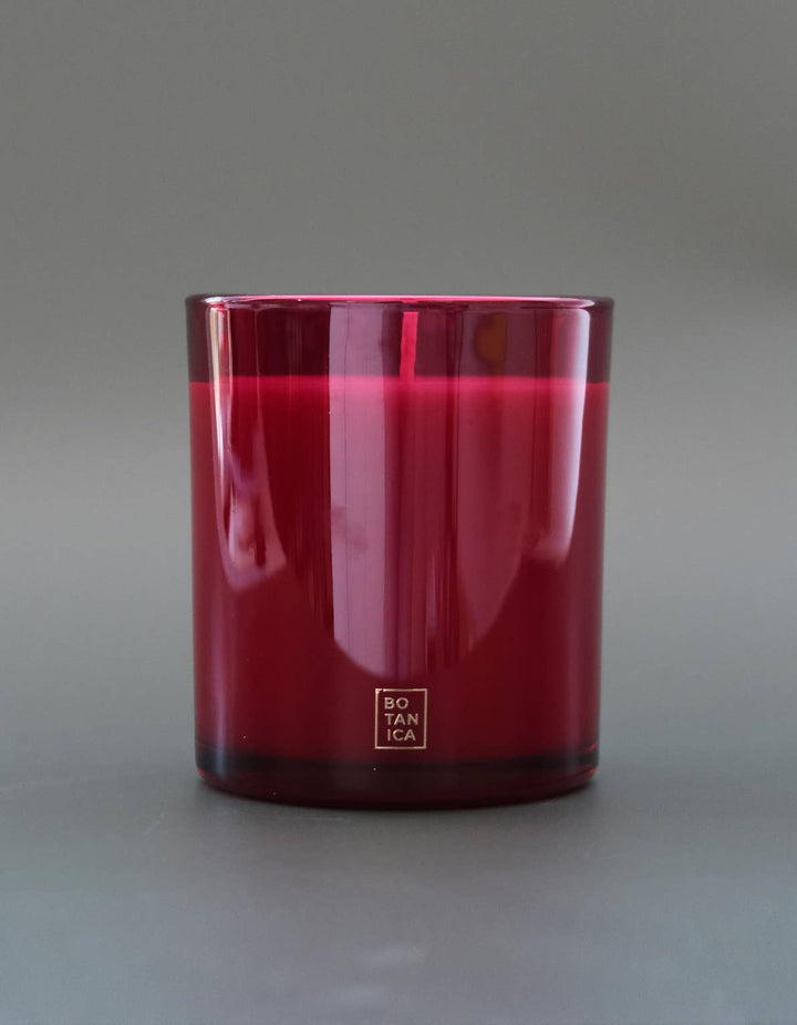 Red glass candle with &