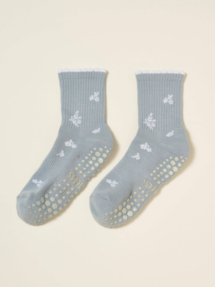 ❄️ Denim Snowflake Petal Grip Sock | Pilates Socks - Echo Market